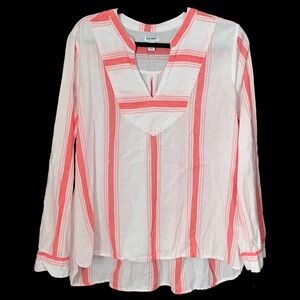 Old Navy Striped Long Sleeves Linen & Cotton Blend Tunic